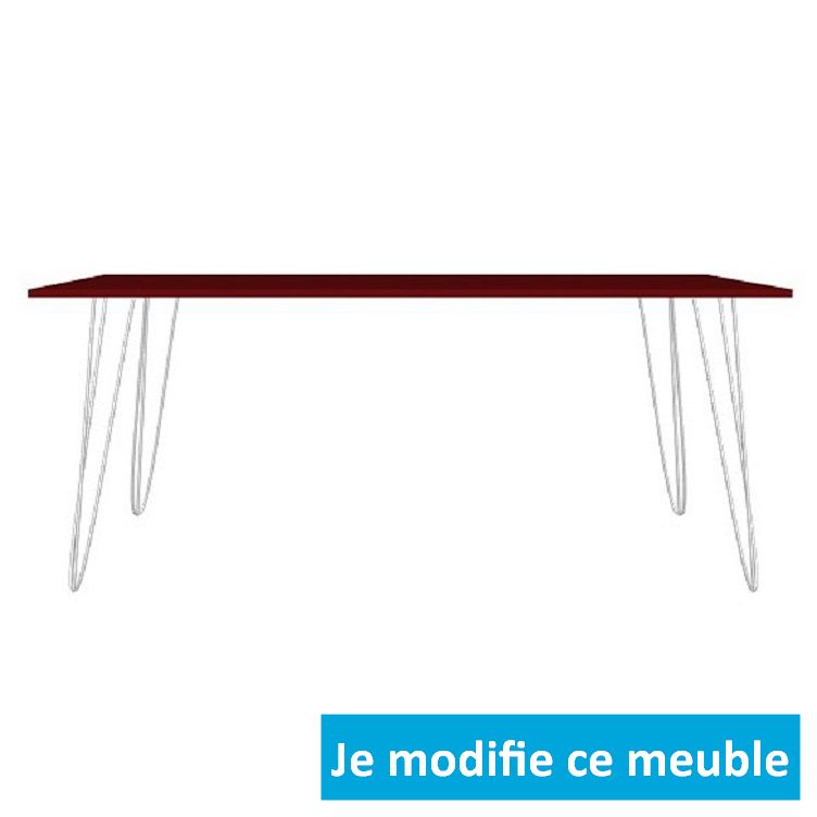 Table de salon sur-mesure longueur 2 mètres blanc rouge