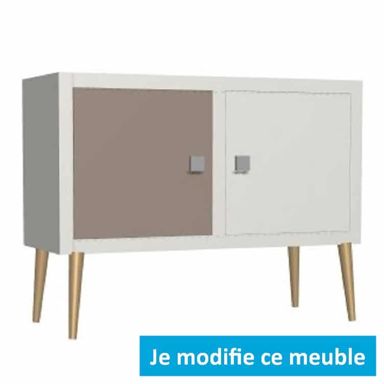 Petit meuble bas sur-mesure 2 portes blanc taupe