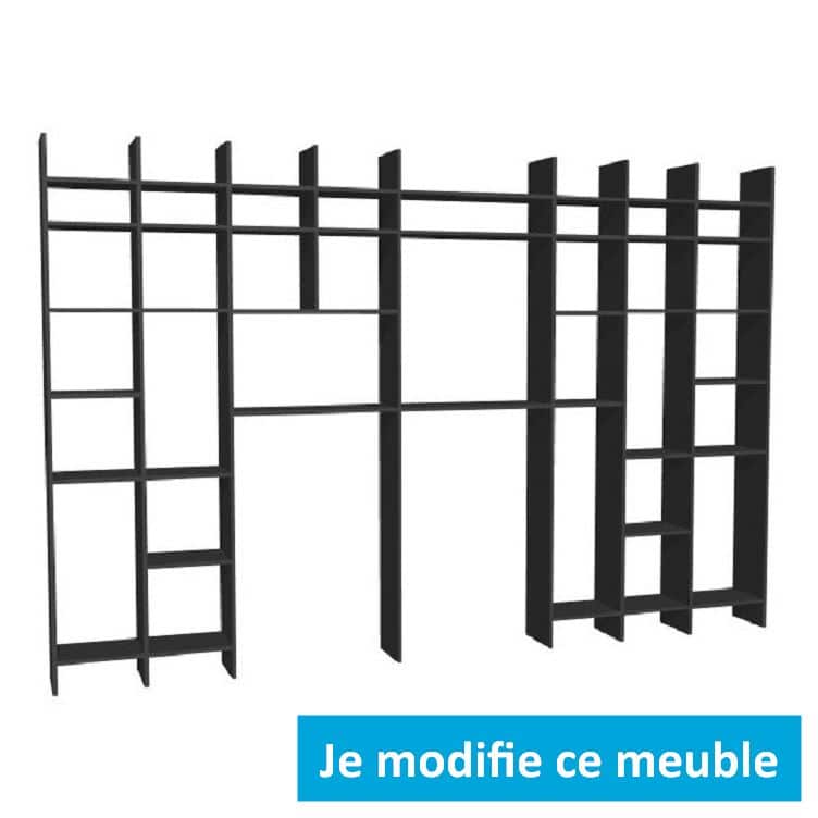 Meuble TV sur-mesure destructuré niche casiers gris
