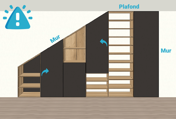 Meuble sous plafond attention