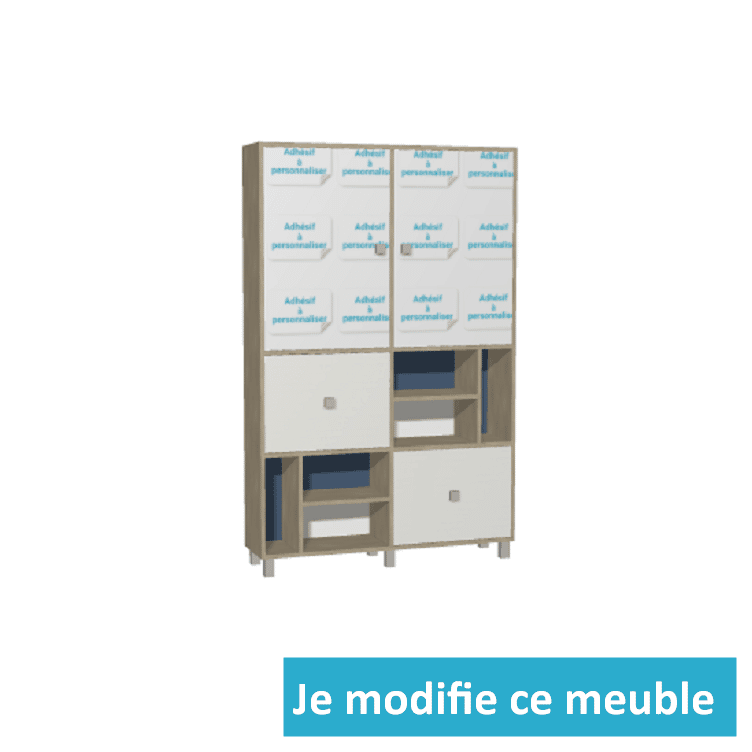 Bibliothèque sur mesure avec porte stickers personnalisés