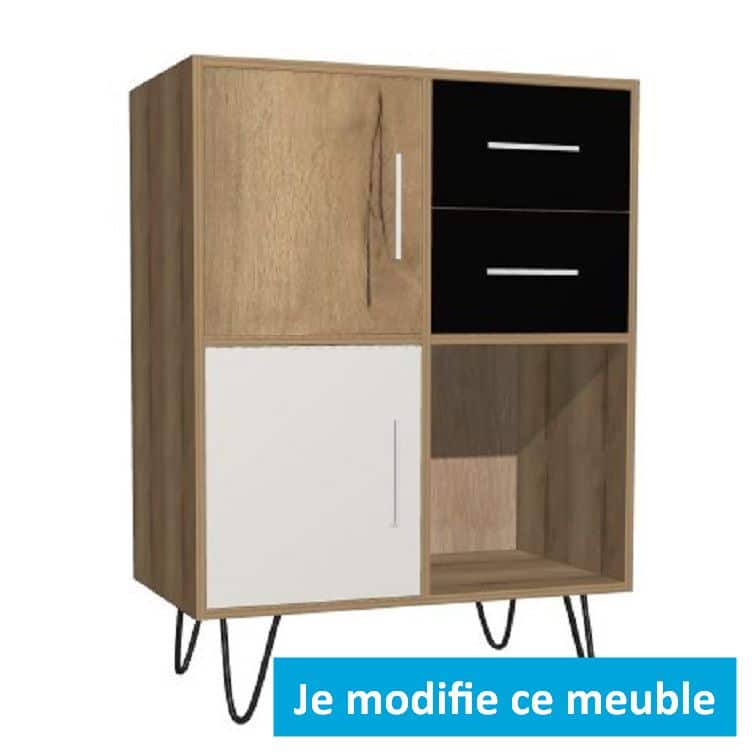 Vaisselier personnalisé noir chêne largeur 1 mètre rangements