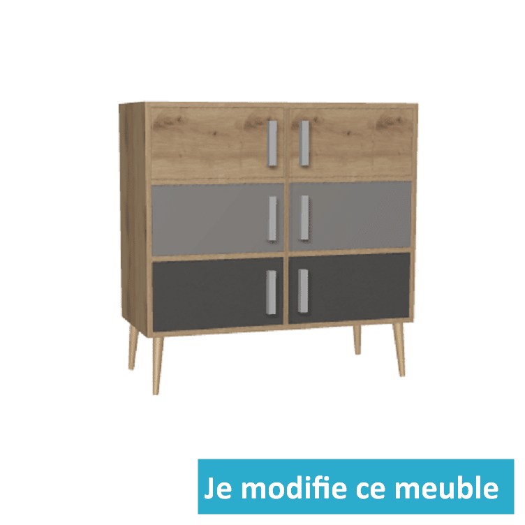 Buffet sur mesure hauteur 1 mètre bois gris tiroirs