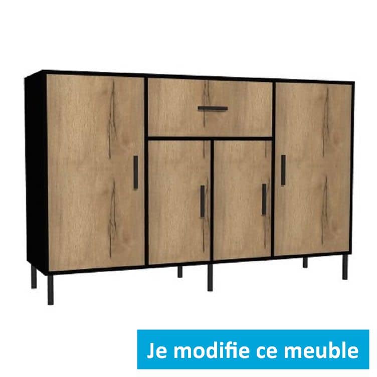 Vaisselier sur-mesure chêne noir 4 portes largeur 2 mètres