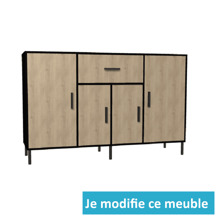 Vaisselier sur-mesure bois noir 4 portes largeur 2 mètres