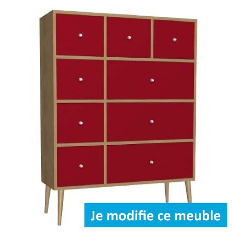 Buffet sur mesure haut chêne rouge tiroirs