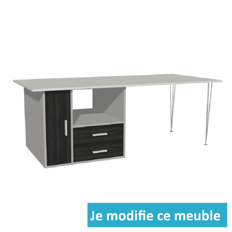 Bureau avec caisson à gauche sur mesure à personnaliser en ligne