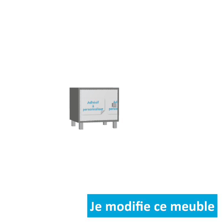 Table de chevet sur mesure avec porte battante et autocollant