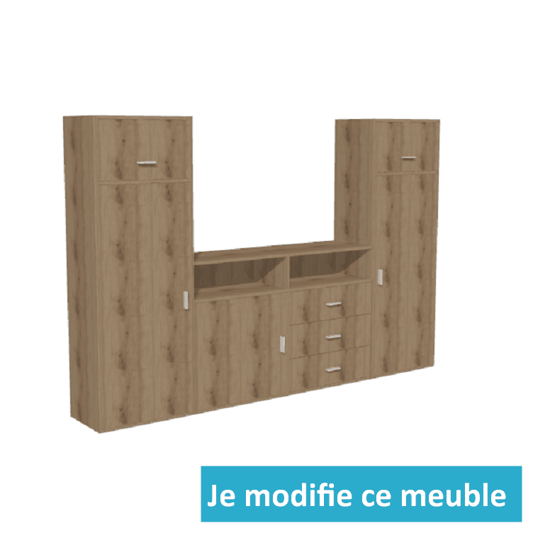 Long meuble pour garage avec portes tiroirs et rangements