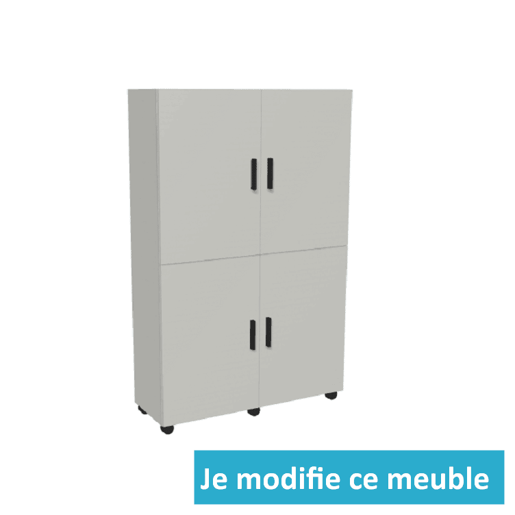 Meuble de garage à roulettes avec 4 portes