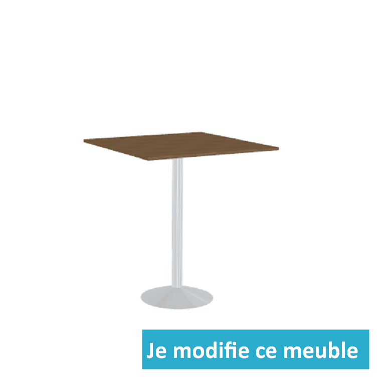 Table snack sur-mesure en bois avec pied acier rond