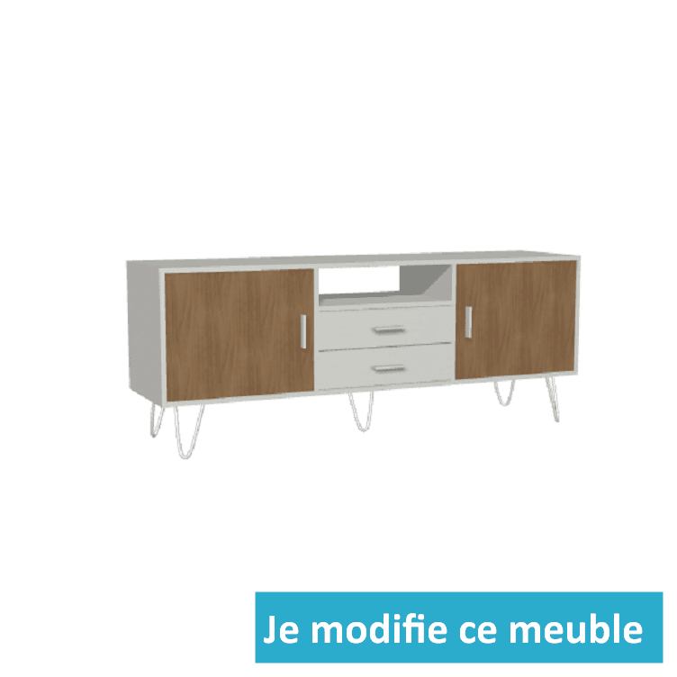 Meuble TV personnalisé avec portes et tiroirs