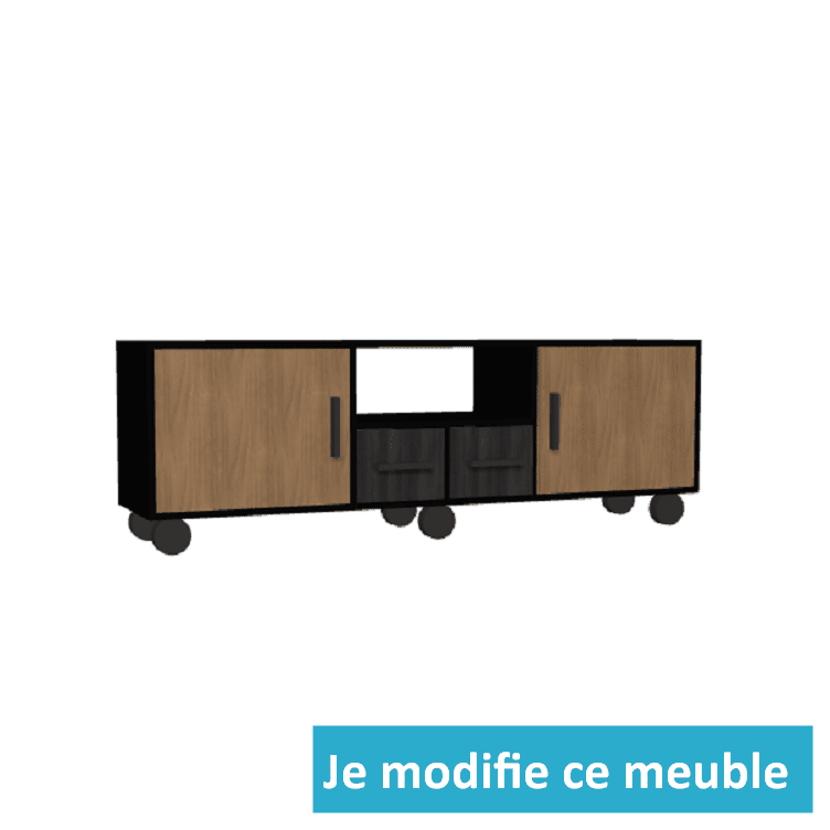 Long meuble TV avec roulettes sur-mesure