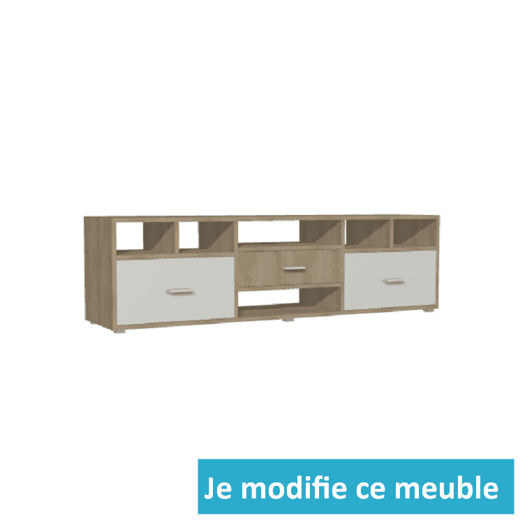 Meuble TV personnalisé large avec niches