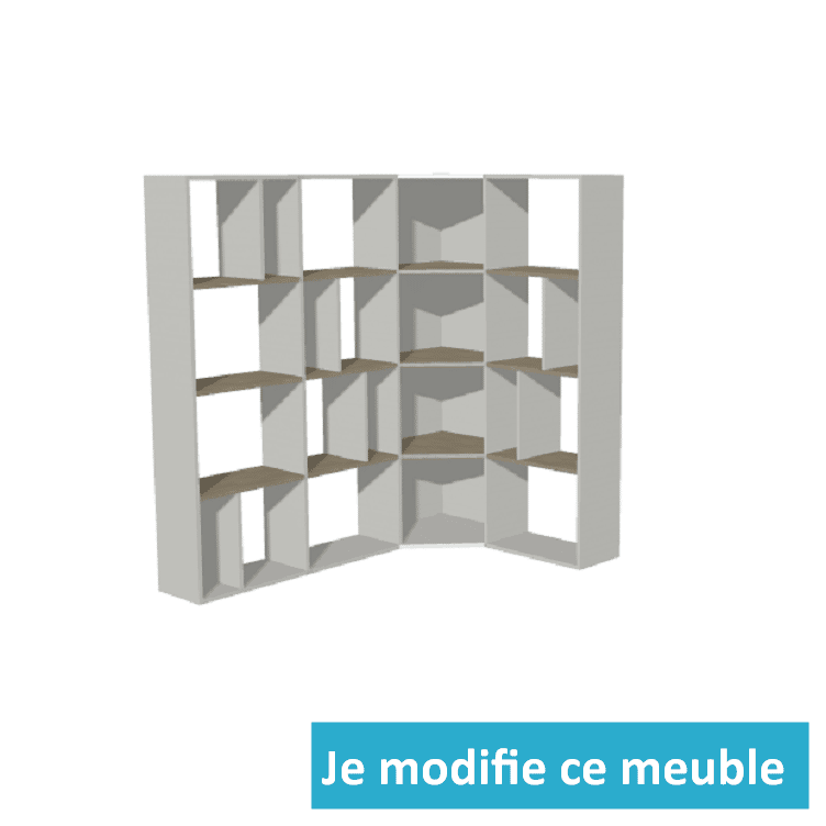 Bibliothèque personnalisé angle droit avec casiers