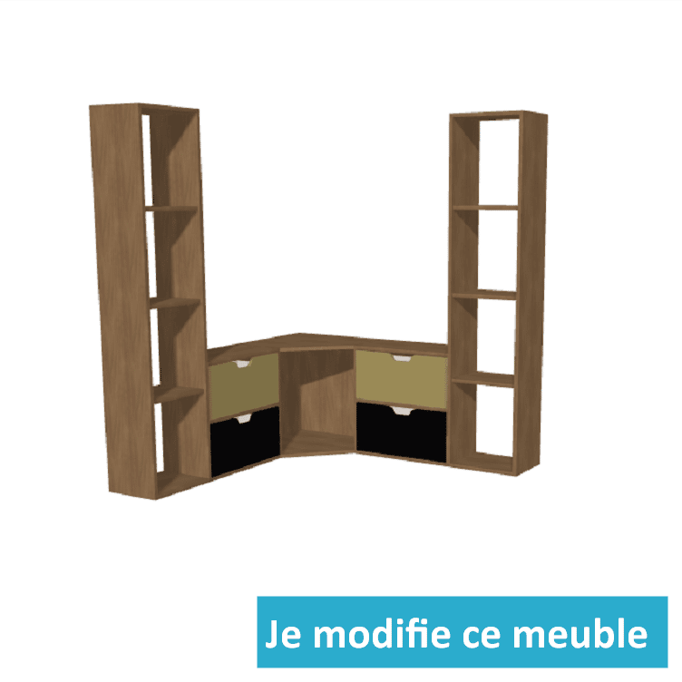 Meuble de rangement d'angle sur mesure avec tiroirs