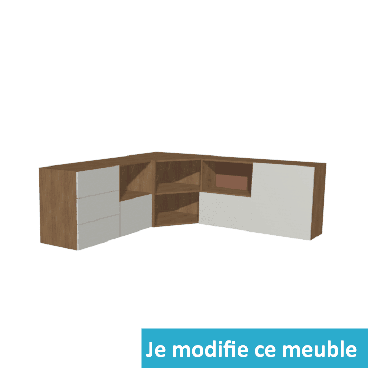Meuble bas angle gauche sur mesure avec portes et tiroirs