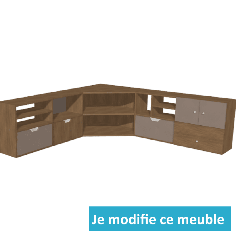 Meuble de rangement d'angle sur mesure avec tiroirs