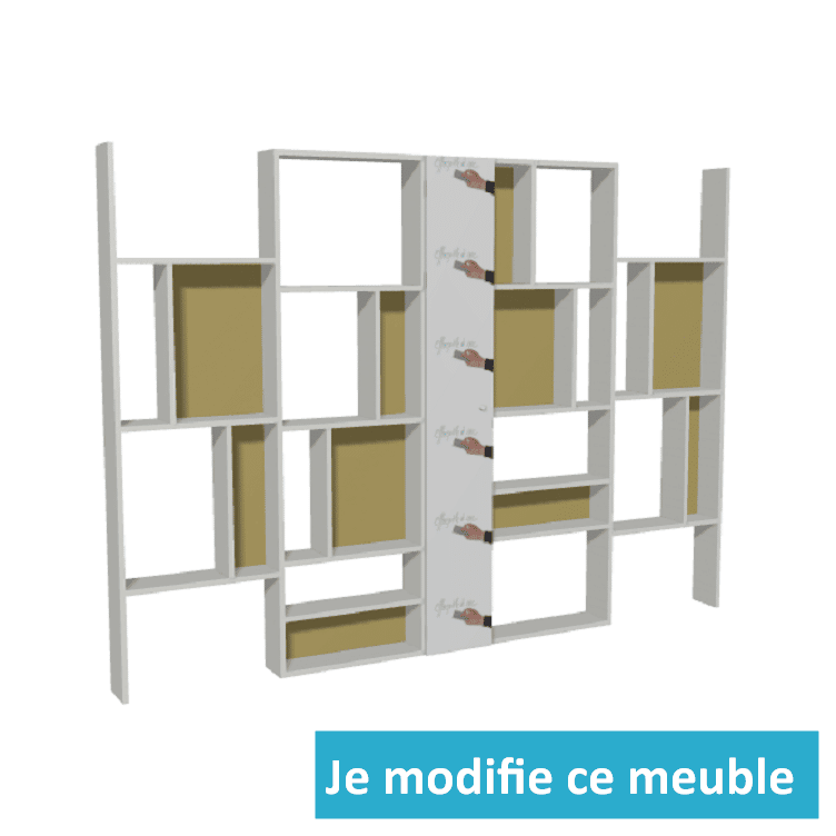 Bibliothèque sur mesure avec portes battantes tableau blanc pour stylo effaçable