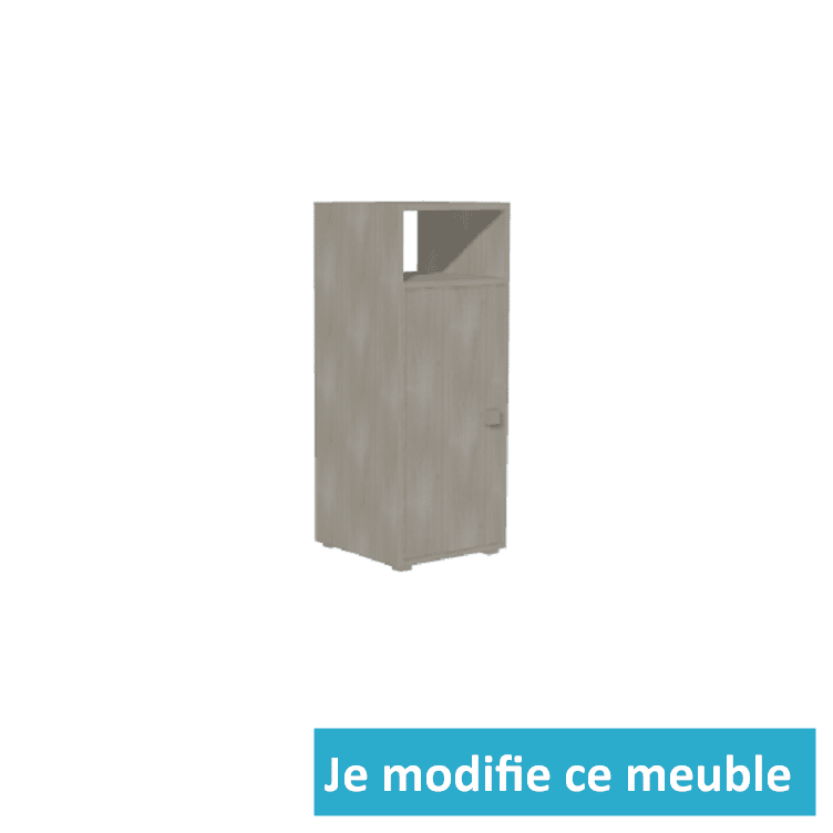 Podium sur mesure avec casier et porte battante encastrée