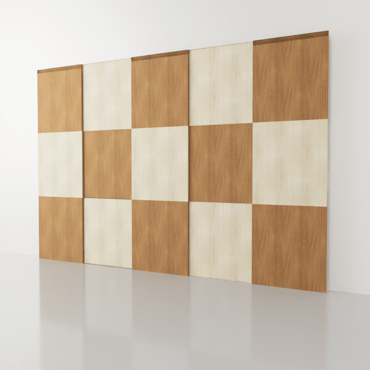 Portes de placard coulissantes sur-mesure damier bois