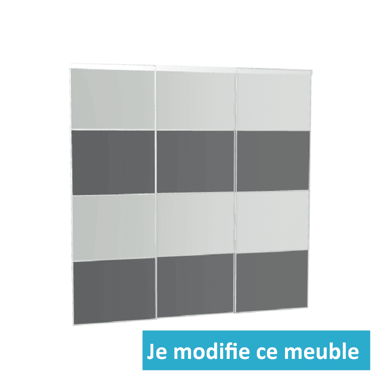 Portes de placard coulissantes sur-mesure en verre laqué blanc et gris