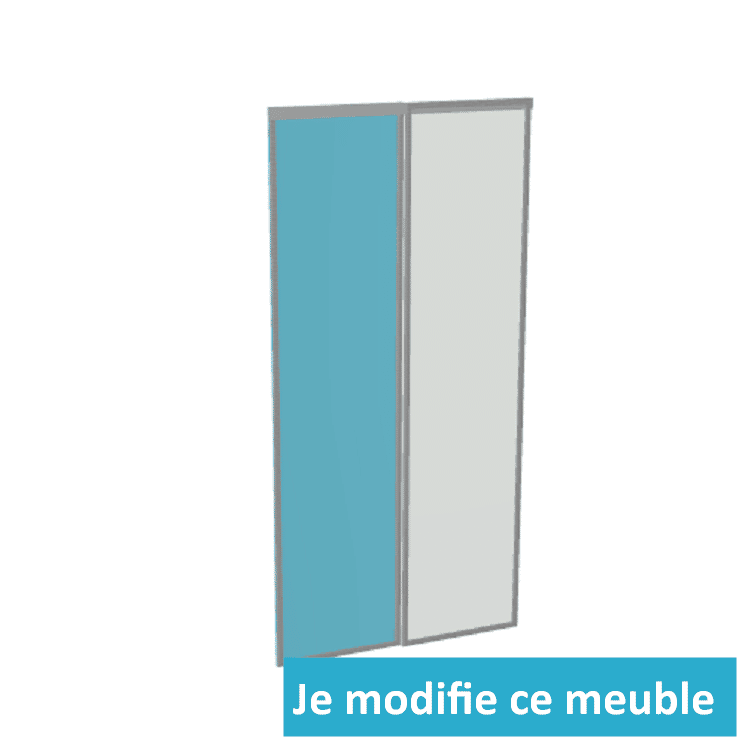 Portes de placard coulissantes sur-mesure en verre laqué bleu et blanc