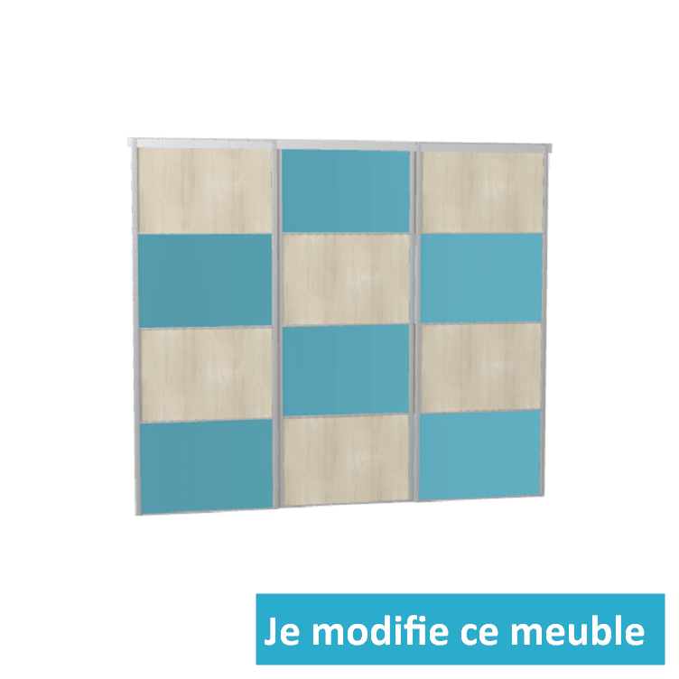 Portes coulissantes personnalisées damier bois et laqué bleu