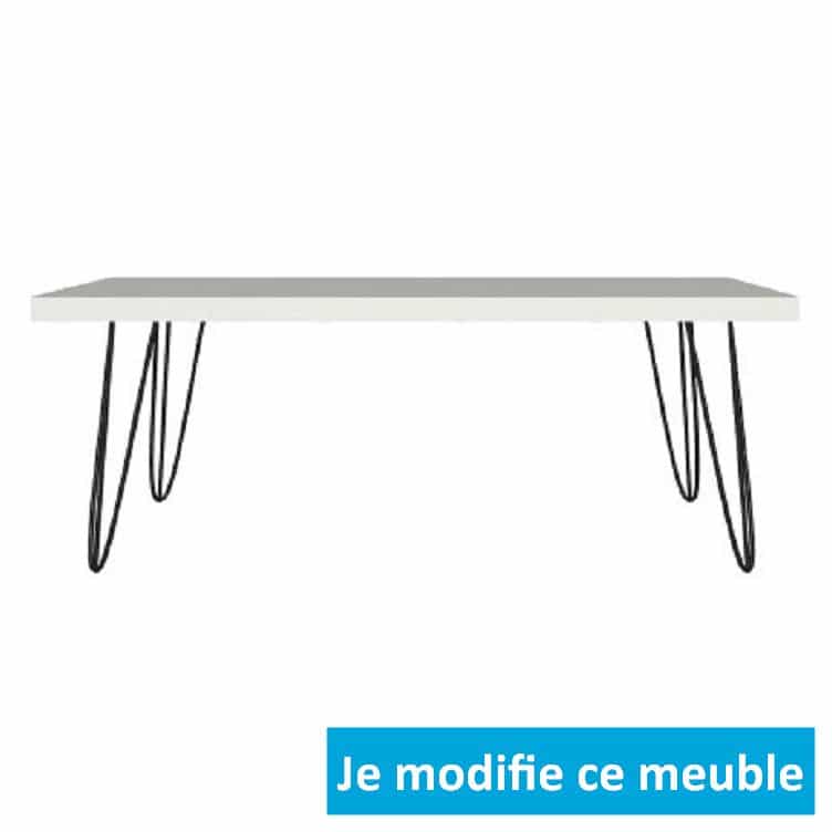 Table basse personnalisée noir blanc largeur 1 mètre