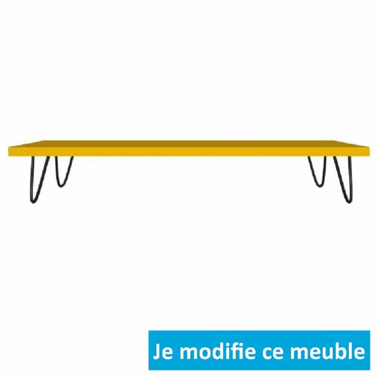 Table basse sur-mesure hauteur 25 centimètres jaune noir