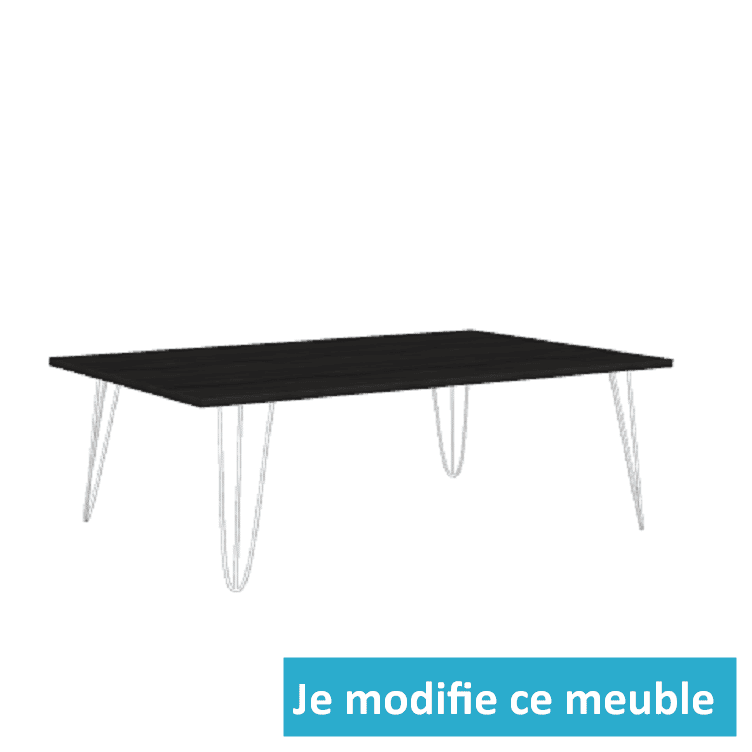 Table de salon sur-mesure noir avec pieds en acier