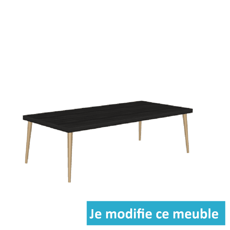 Table de salon sur-mesure noire et pieds bois