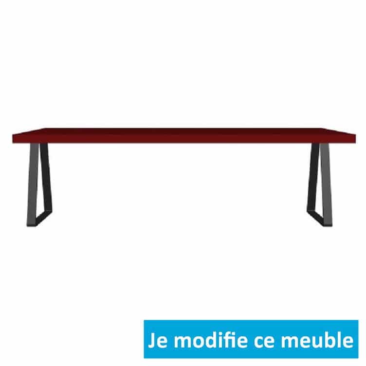 Table basse sur-mesure rouge gris large