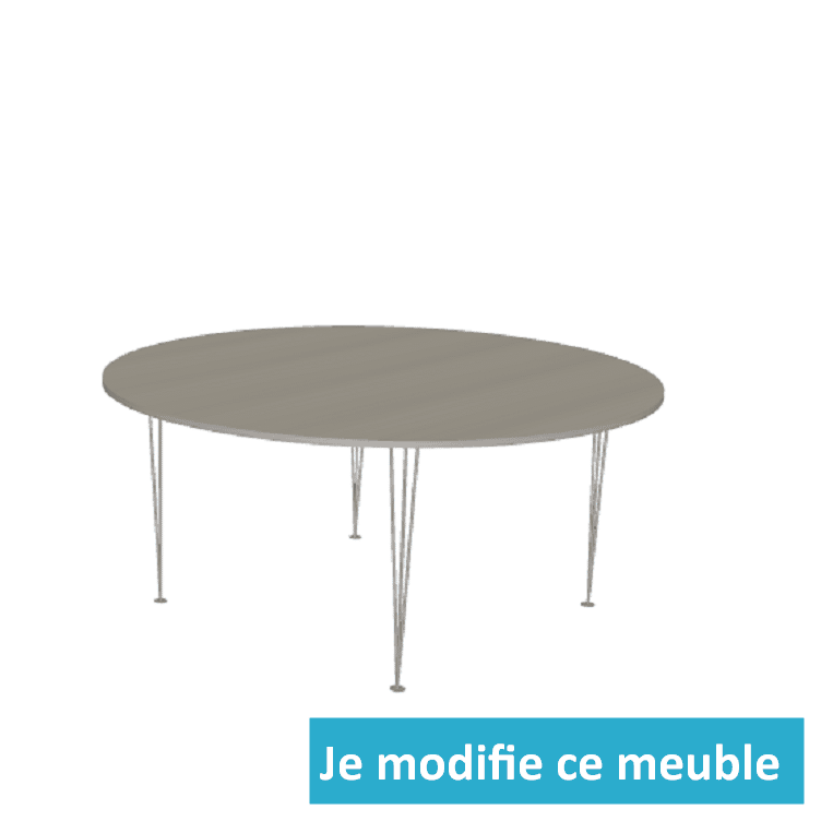 Table ronde sur mesure grise et métal