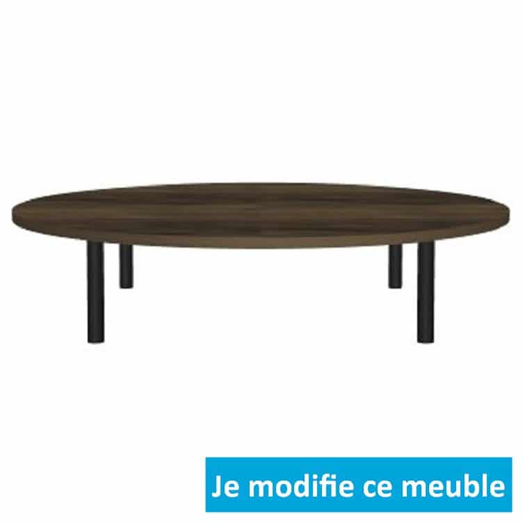 Table ronde design basse en bois et métal