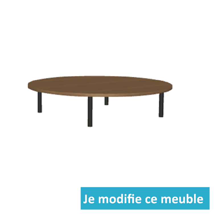 Table ronde design et basse en bois et métal