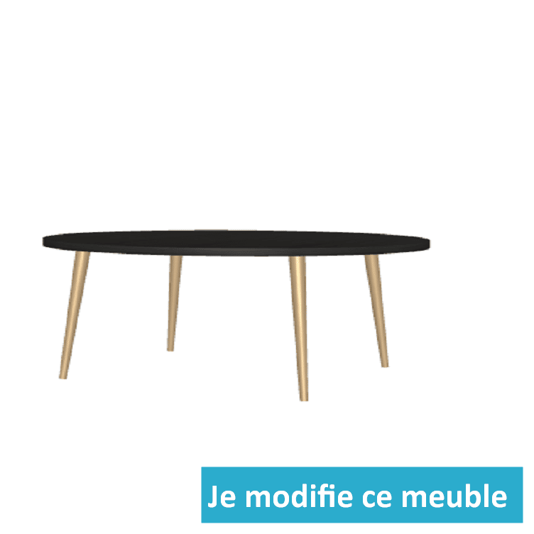 Table ronde noire avec pieds dorés