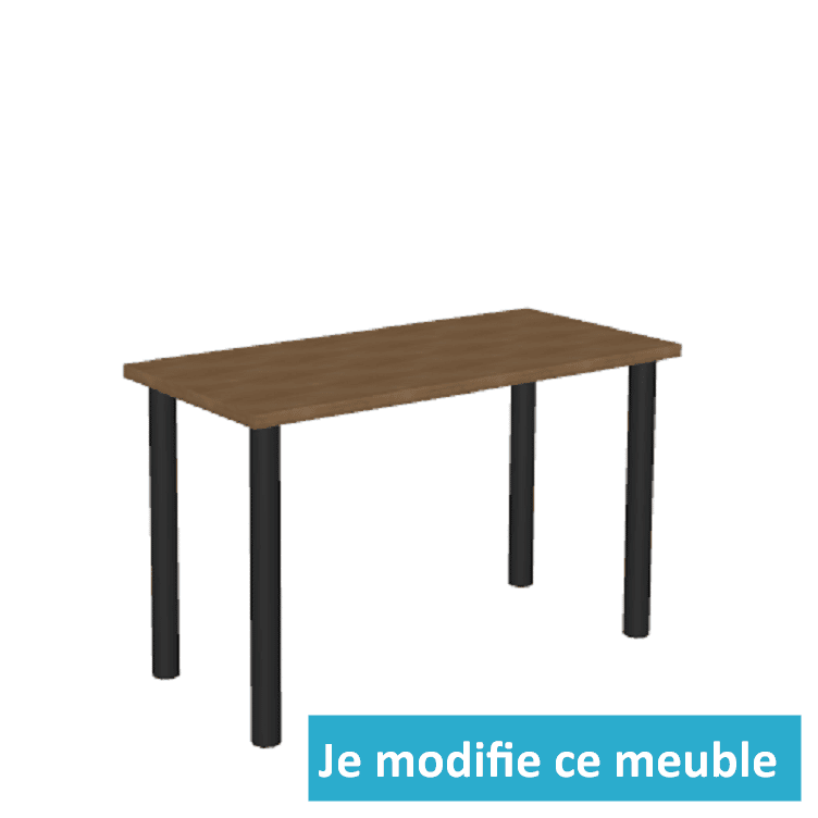 Table rectangulaire personnalisée noire avec pieds en métal