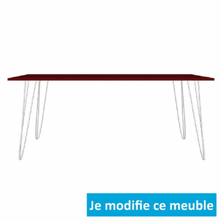Table de salon sur-mesure longueur 2 mètres blanc rouge