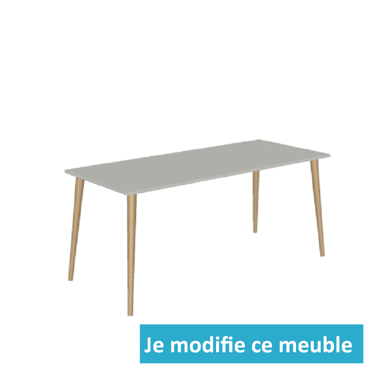 Longue table de salon personnalisée blanche et bois