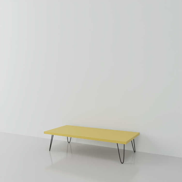 Table basse jaune moutarde et noir sur-mesure