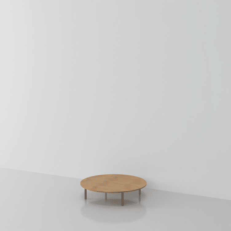 Table ronde design et basse en bois et métal