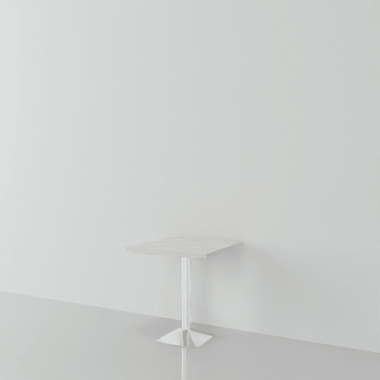 Table snack sur-mesure bois clair avec pied acier rond