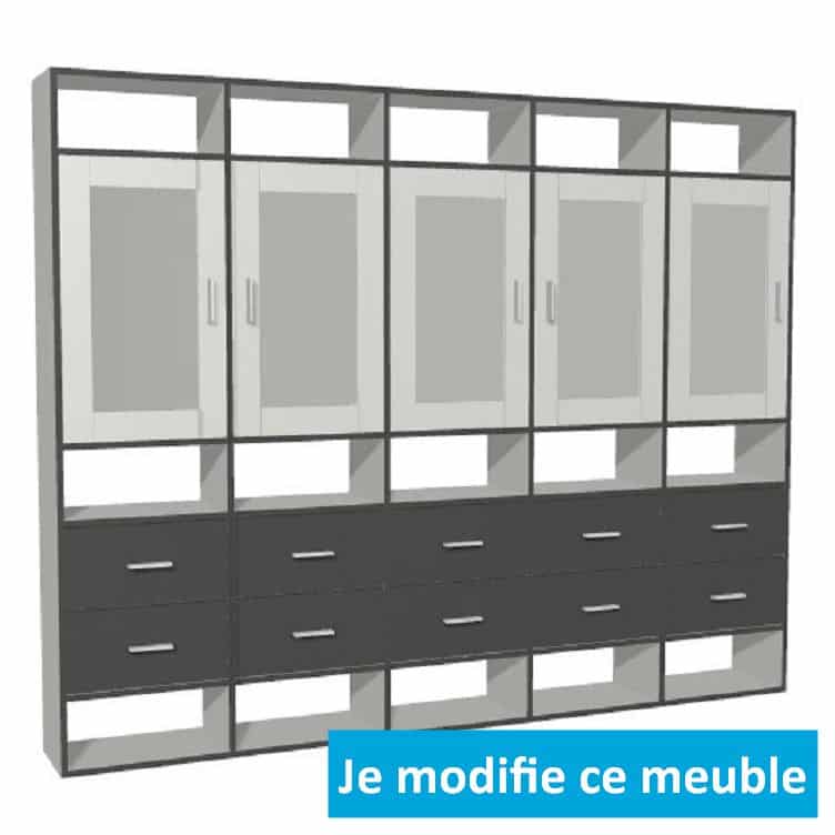 bibliothèque avec portes vitrées