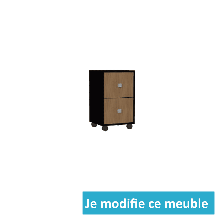 Caisson de bureau à roulettes sur mesure en bois et noir