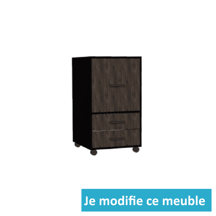 Caisson de bureau à roulettes sur mesure avec 3 tiroirs