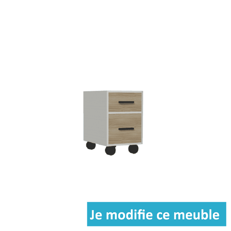 Caisson de bureau sur mesure à roulettes avec casiers et tiroirs