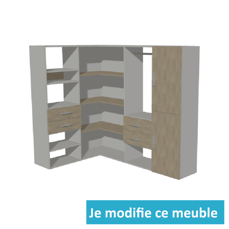 Penderie avec angle gauche sur mesure et ses tiroirs