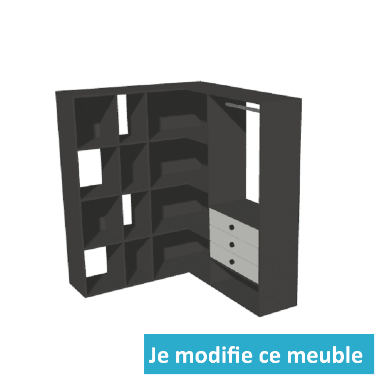 Dressing d'angle en L sur mesure avec des nombreuses étagères