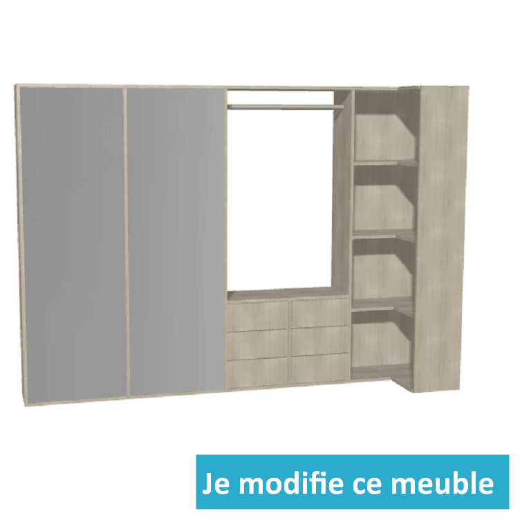 Dressing avec angle à droite portes en miroir